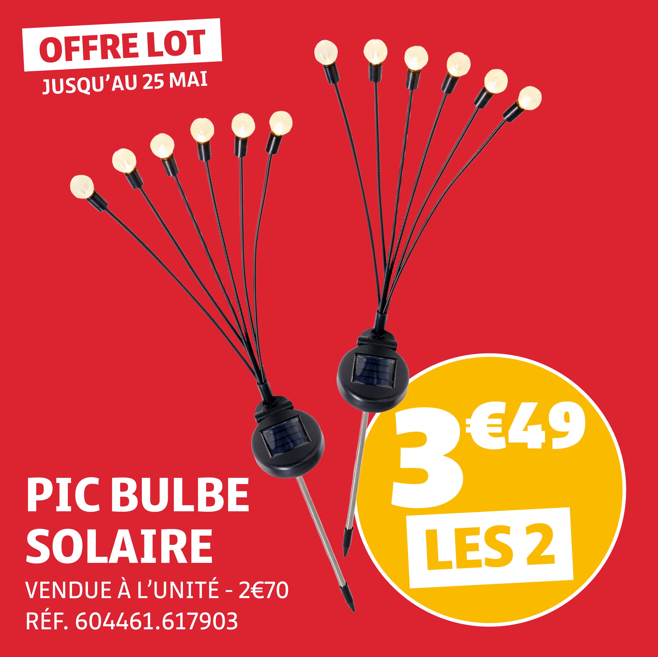 Offre 2 pics bulbe pour 3€49 Offre 3,49€ les 2 pics bulbe