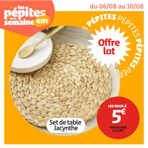 Offre 2 sets de table pour 5€